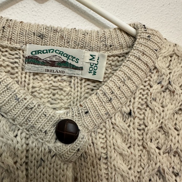 Aran Crafts Wool Cardigan Sweater Ireland 100% Wool Women’s Medium - Picture 2 of 3